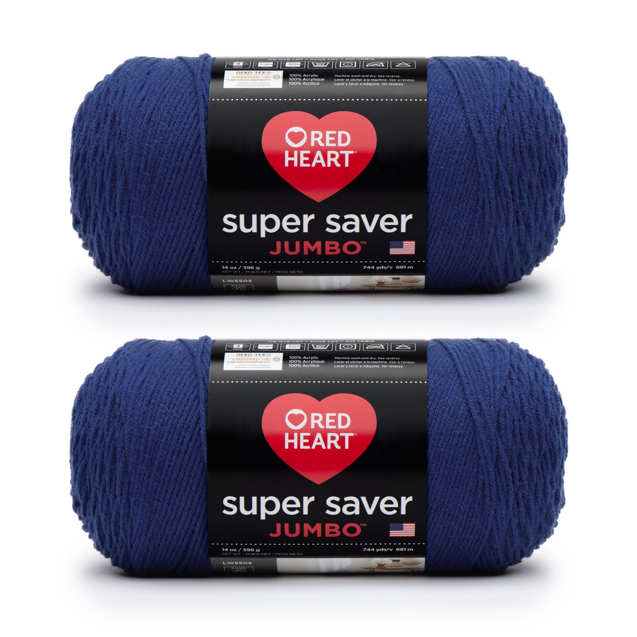 Red Heart Super Saver Jumbo Royal Yarn - 2 Pack of 396g/14oz - Acrylic - 4 Medium (Worsted) - 744 Yards - Knitting/Crochet